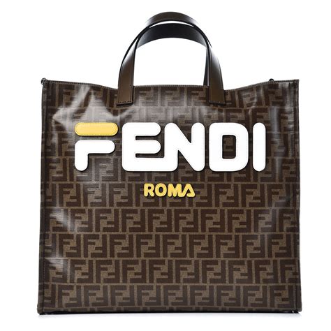 fendi zucca coated canvas large mania shopping|FENDI X FILA Glazed Fabric FF 1974 Mania Shopping Tote.